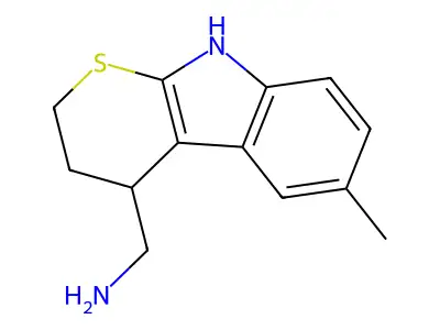 Thiopyrano(2,3-b)indole, 2,3,4,9-tetrahydro-4-(aminomethyl)-6-methyl- structure
