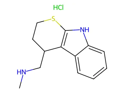 N-Methyl-2,3,4,9-tetrahydrothiopyrano(2,3-b)indole-4-methylamine hydrochloride structure