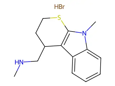 N-Ethyl-2,3,4,9-tetrahydrothiopyrano(2,3-b)indole-4-methylamine hydrobromide structure