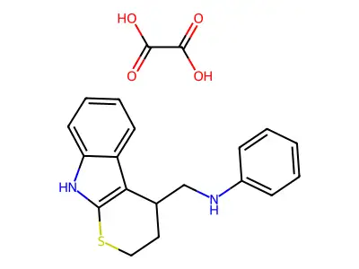2,3,4,9-Tetrahydro-N-phenylthiopyrano(2,3-b)indole-4-methanamine ethanedioate (1:1) structure