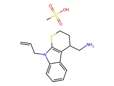 N-Allyl-2,3,4,9-tetrahydrothiopyrano(2,3-b)indole-4-methylamine methanesulfonate structure