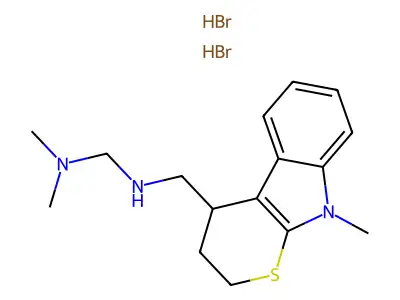 2,3,4,9-Tetrahydro-N-(2-(dimethylamino)ethyl)thiopyrano(2,3-b)indole-4-methylamine 2HBr structure