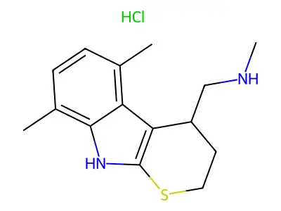 N,5,8-Trimethyl-2,3,4,9-tetrahydrothiopyrano(2,3-b)indole-4-methylamine hydrochloride structure