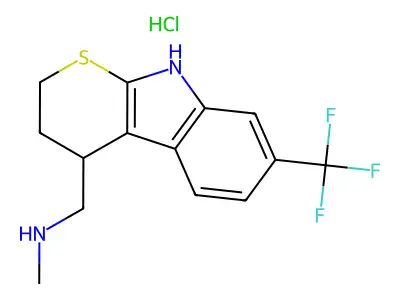 2,3,4,9-Tetrahydro-N-methyl-7-(trifluoromethyl)thiopyrano(2,3-b)indole-4-methylamine HCl structure