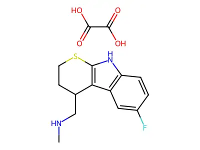6-Fluoro-N-methyl-2,3,4,9-tetrahydrothiopyrano(2,3-b)indole-4-methylamine oxalate structure