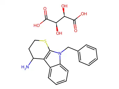 4-Aminomethyl-9-phenyl-2,3,4,9-tetrahydrothiopyrano(2,3-b)indole tartrate structure