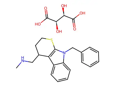 N,N-Dimethyl-9-phenyl-2,3,4,9-tetrahydrothiopyrano(2,3-b)indole-4-methylamine tartrate structure