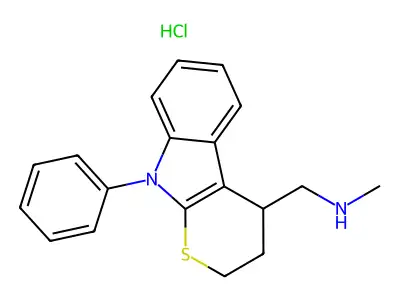N-Methyl-9-phenyl-2,3,4,9-tetrahydrothiopyrano(2,3-b)indole-4-methylamine hydrochloride structure