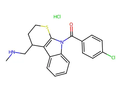 2,3,4,9-Tetrahydro-9-(4-chlorobenzoyl)-N-methylthiopyrano(2,3-b)indole-4-methanamine HCl structure