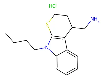 N-Methyl-9-propyl-2,3,4,9-tetrahydrothiopyrano(2,3-b)indole-4-methylamine hydrochloride structure
