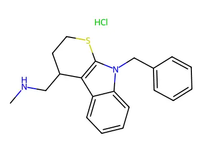 2,3,4,9-Tetrahydro-N-methyl-9-(phenylmethyl)thiopyrano(2,3-b)indole-4-methanamine HCl structure