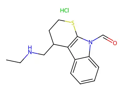 9-Acetyl-N-methyl-2,3,4,9-tetrahydrothiopyrano(2,3-b)indole-4-methylamine hydrochloride structure