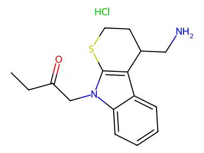 4-((Methylamino)methyl)-9-propionyl-2,3,4,9-tetrahydrothiopyrano(2,3-b)indole hydrochloride structure