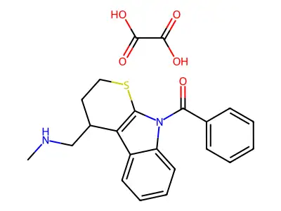 9-Benzoyl-N-methyl-2,3,4,9-tetrahydrothiopyrano(2,3-b)indole-4-methylamine oxalate structure