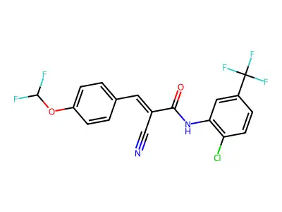 N-[2-chloro-5-(trifluoromethyl)phenyl]-2-cyano-3-[4-(difluoromethoxy)phenyl]prop-2-enamide structure