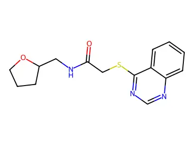 2-(quinazolin-4-ylthio)-N-((tetrahydrofuran-2-yl)methyl)acetamide structure