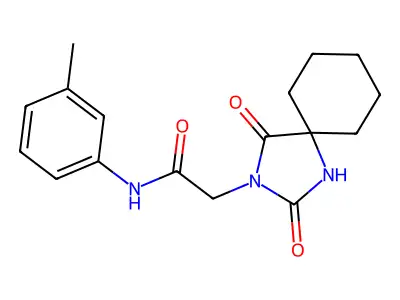 2-(2,4-dioxo-1,3-diazaspiro[4.5]dec-3-yl)-N-(3-methylphenyl)acetamide structure