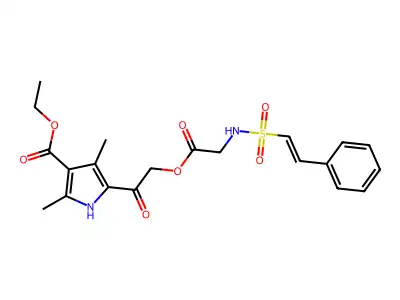 ethyl 2,4-dimethyl-5-(2-{[2-(2-phenylethenesulfonamido)acetyl]oxy}acetyl)-1H-pyrrole-3-carboxylate structure