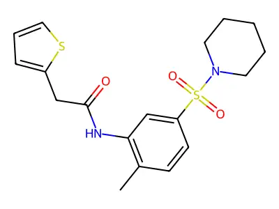 N-(2-methyl-5-piperidin-1-ylsulfonylphenyl)-2-thiophen-2-ylacetamide structure