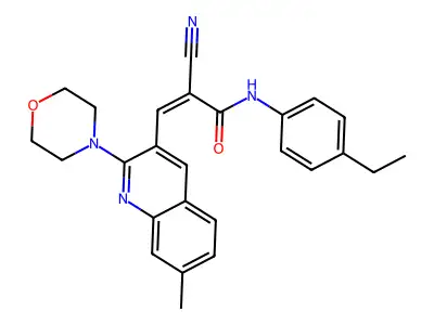 2-cyano-N-(4-ethylphenyl)-3-(7-methyl-2-morpholin-4-ylquinolin-3-yl)prop-2-enamide structure