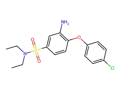 3-amino-4-(4-chlorophenoxy)-N,N-diethylbenzene-1-sulfonamide structure