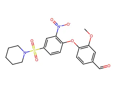 3-Methoxy-4-[2-nitro-4-(piperidine-1-sulfonyl)phenoxy]benzaldehyde structure