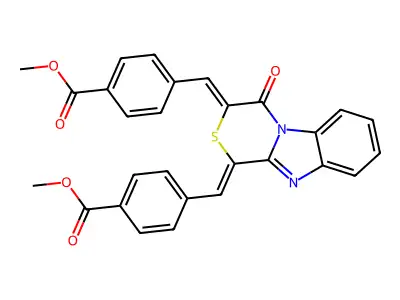 1,1'-Dimethyl 4,4'-(4-oxo-1H-[1,4]thiazino[4,3-a]benzimidazole-1,3(4H)-diylidene)bis[benzoate] structure
