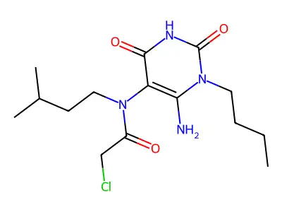 N-(6-Amino-1-butyl-2,4-dioxo-1,2,3,4-tetrahydropyrimidin-5-yl)-2-chloro-N-(3-methylbutyl)acetamide structure