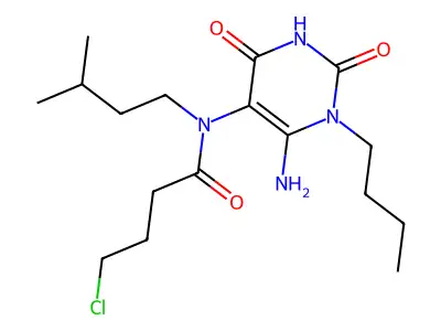 N-(6-amino-1-butyl-2,4-dioxo-1,2,3,4-tetrahydropyrimidin-5-yl)-4-chloro-N-(3-methylbutyl)butanamide structure