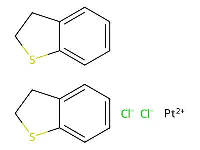 Platinum, dichlorobis(2,3-dihydrobenzo(b)thiophene)-, (SP-4-1)- structure