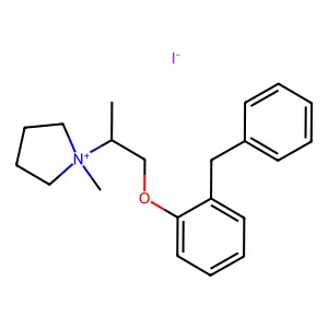 Pyrrolidinium, 1-(1-((2-benzylphenoxy)methyl)ethyl)-1-methyl-, iodide structure