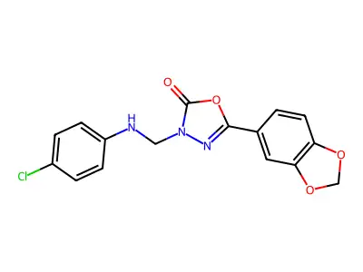 1,3,4-Oxadiazol-2(3H)-one, 5-(1,3-benzodioxol-5-yl)-3-(((4-chlorophenyl)amino)methyl)- structure