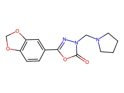 1,3,4-Oxadiazol-2(3H)-one, 5-(1,3-benzodioxol-5-yl)-3-(1-pyrrolidinylmethyl)- structure