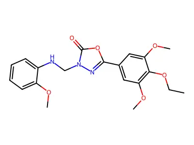 1,3,4-Oxadiazol-2(3H)-one, 5-(4-ethoxy-3,5-dimethoxyphenyl)-3-(((2-methoxyphenyl)amino)methyl)- structure