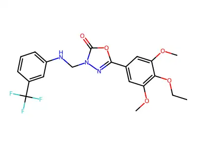 1,3,5-Oxadiazol-2(3H)-one, 5-(4-ethoxy-3,5-dimethoxyphenyl)-3-(((3-(trifluoromethyl)phenyl)amino)methyl)- structure