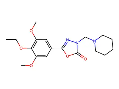 1,3,4-Oxadiazol-2(3H)-one, 5-(4-ethoxy-3,5-dimethoxyphenyl)-3-(1-piperidinylmethyl)- structure