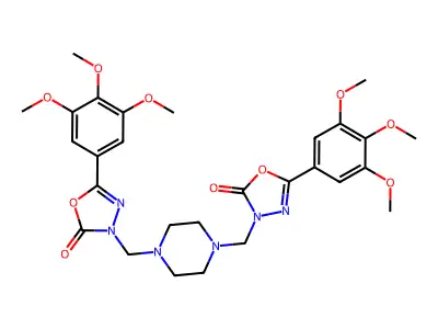 1,3,4-Oxadiazol-2(3H)-one, 3,3'-(1,4-piperazinediylbis(methylene))bis(5-(3,4,5-trimethoxyphenyl)- structure