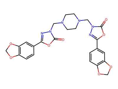 1,3,4-Oxadiazol-2(3H)-one, 3,3'-(1,4-piperazinediylbis(methylene))bis(5-(1,3-benzodioxol-5-yl)- structure