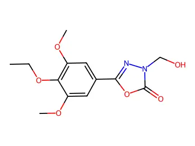 1,3,4-Oxadiazol-2(3H)-one, 5-(4-ethoxy-3,5-dimethoxyphenyl)-3-(hydroxymethyl)- structure