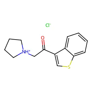 1-(1-Benzothiophen-3-yl)-2-(pyrrolidin-1-yl)ethan-1-one--hydrogen chloride (1/1) structure