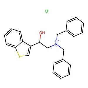 1-(1-Benzothiophen-3-yl)-2-(dibenzylamino)ethan-1-ol--hydrogen chloride (1/1) structure