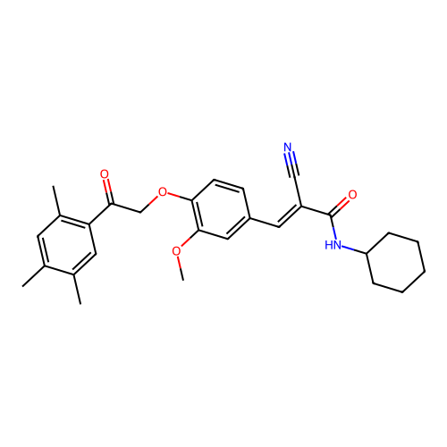 (E)-2-cyano-N-cyclohexyl-3-[3-methoxy-4-[2-oxo-2-(2,4,5-trimethylphenyl)ethoxy]phenyl]prop-2-enamide structure