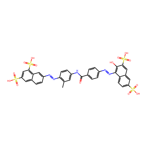 4-[[4-[[4-[(6,8-Disulfonaphthalen-2-yl)diazenyl]-3-methylphenyl]carbamoyl]phenyl]diazenyl]-3-hydroxynaphthalene-2,7-disulfonic acid structure