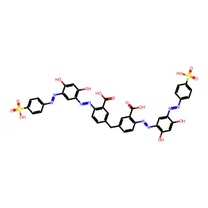 Benzoic acid, 3,3'-methylenebis(6-((2,4-dihydroxy-5-((4-sulfophenyl)azo)phenyl)azo)- structure