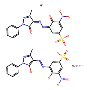 Chromate(3-), bis(3-((4,5-dihydro-3-methyl-5-(oxo-kappaO)-1-phenyl-1H-pyrazol-4-yl)azo-kappaN1)-4-(hydroxy-kappaO)-5-nitrobenzenesulfonato(3-))-, sodium dihydrogen structure