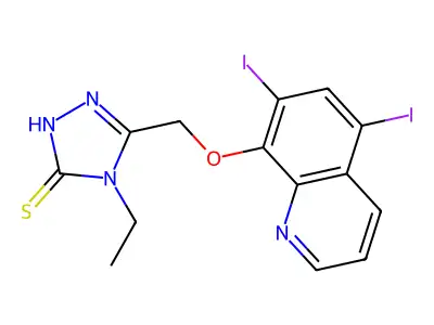 3-[(5,7-diiodoquinolin-8-yl)oxymethyl]-4-ethyl-1H-1,2,4-tria structure