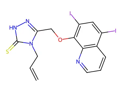 3-[(5,7-diiodoquinolin-8-yl)oxymethyl]-4-prop-2-enyl-1H-1,2,4-triazole-5-thione structure
