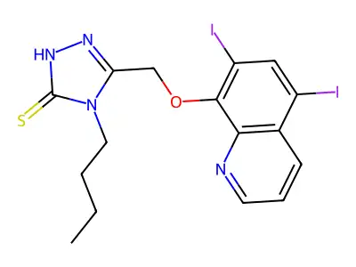 4-butyl-3-[(5,7-diiodoquinolin-8-yl)oxymethyl]-1H-1,2,4-tria structure