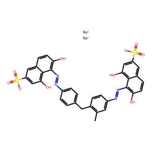 2-Naphthalenesulfonic acid, 5-[[4-[[4-[(2,8-dihydroxy-6-sulfo-1-naphthalenyl)azo]-2-methylphenyl]methyl]phenyl]azo]-4,6-dihydroxy-, disodium salt structure