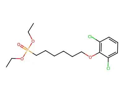Phosphonic acid, (6-(2,6-dichlorophenoxy)hexyl)-, diethyl ester structure
